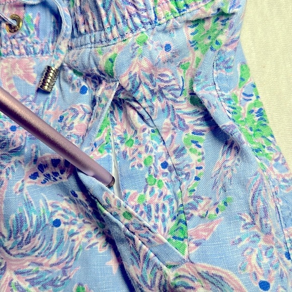 Lilly Pulitzer Taron Linen Pants Peri Blue The Turtle Package EUC Women’s Small - Picture 11 of 14